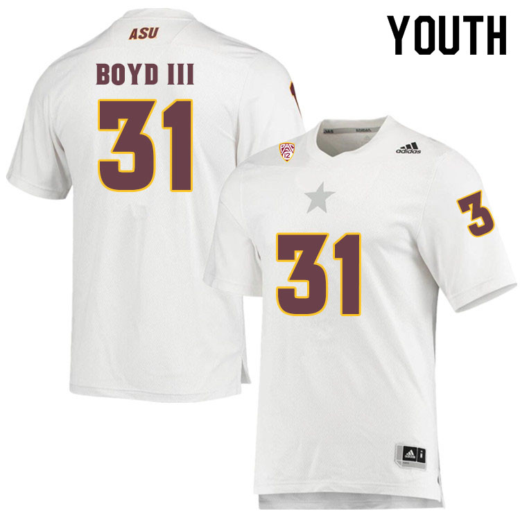 Youth #31 Jean Boyd IIIArizona State Sun Devils College Football Jerseys Sale-White - Click Image to Close